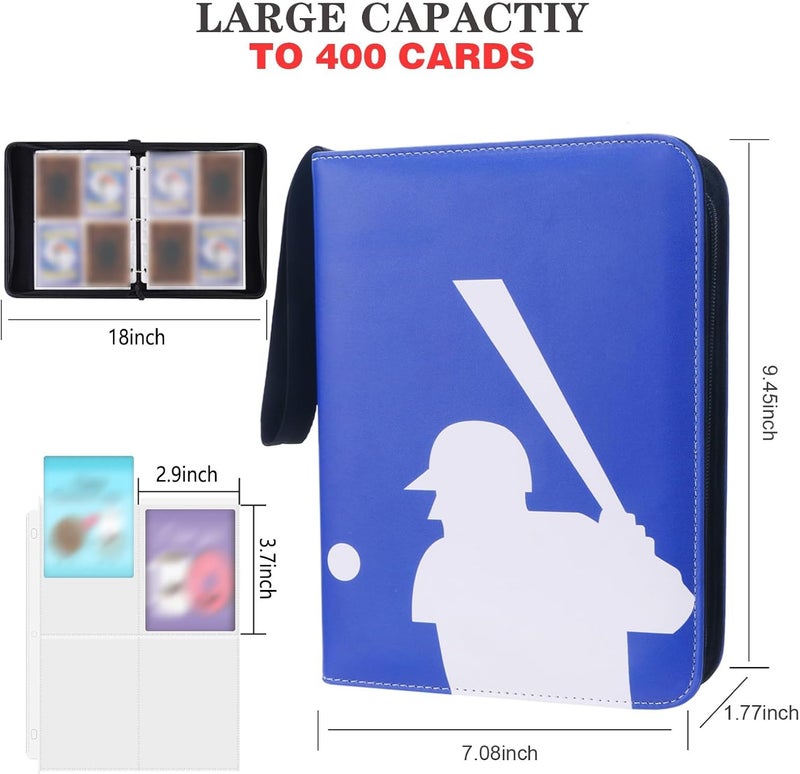 awedsu Collectible Trading Card Albums, Protective Sleeves, 4-Pocket Binder, 400 Pockets Case Holder for TCG, Sports Cards - Image 2